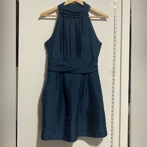 Elegant Navy Blue Halter Dress